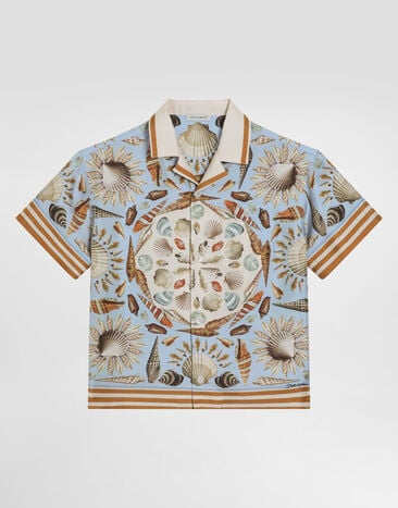 Dolce & Gabbana Shell-print short-sleeved twill shirt Multicolor L43S81HI1ZB