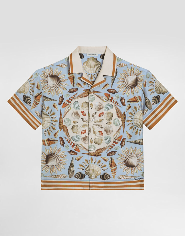Dolce & Gabbana Shell-print short-sleeved twill shirt Multicolor L43S81HI1ZB