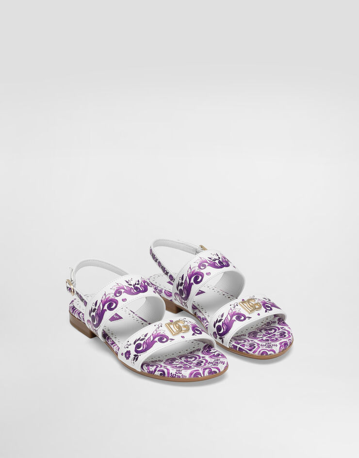 Dolce & Gabbana Majolica-print calfskin sandal Multicolor D10819A1114