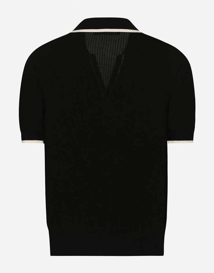 Dolce & Gabbana Cotton polo-shirt with DG embroidery Black GXZ38ZJBCDS