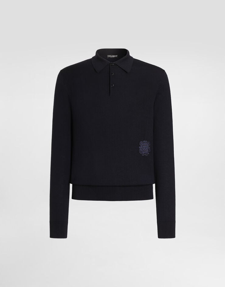 Dolce & Gabbana Virgin wool polo shirt Blue GXZ25ZJGMLS