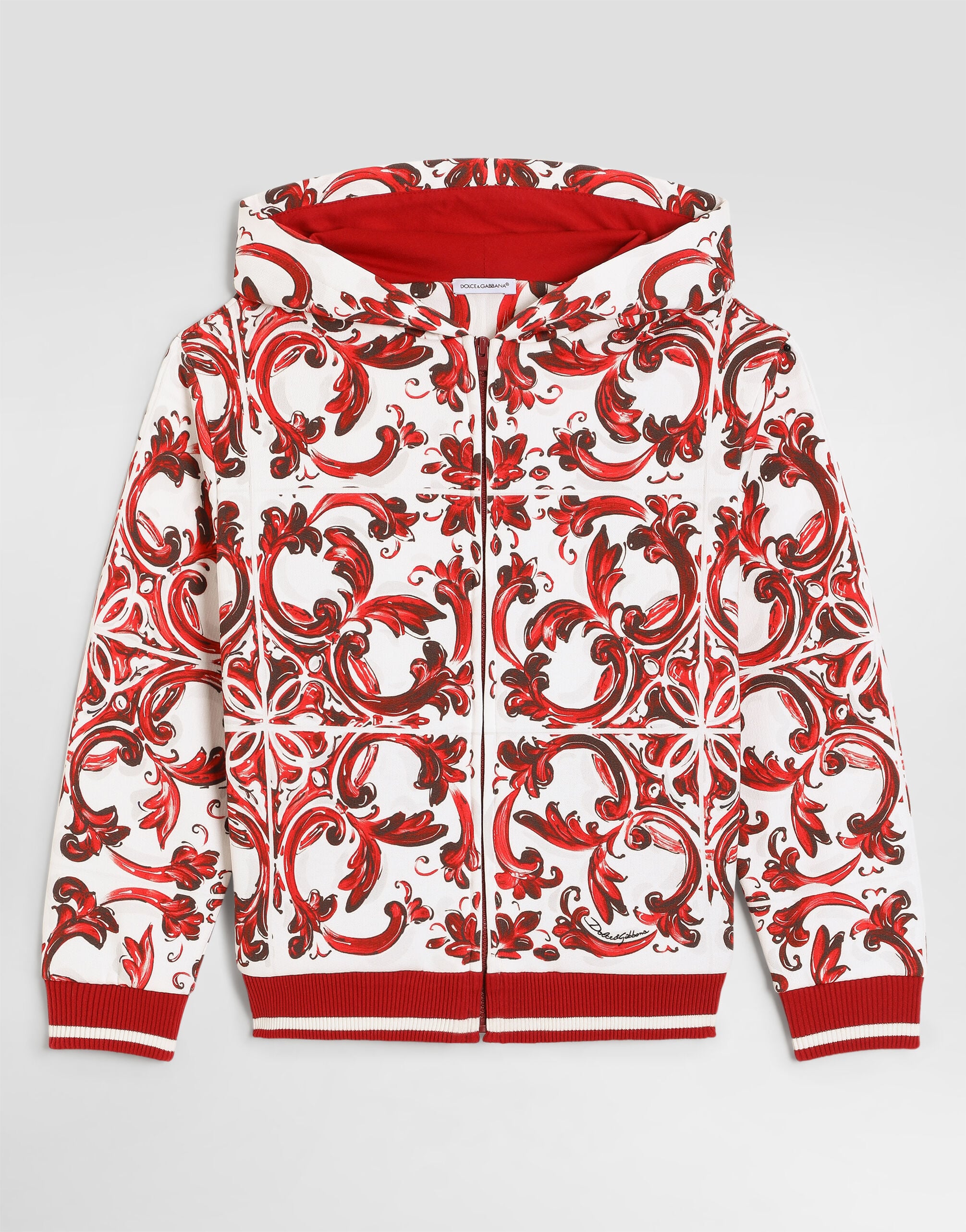 Majolica-print hoodie in Multicolor for Boys | Dolce&Gabbana® US