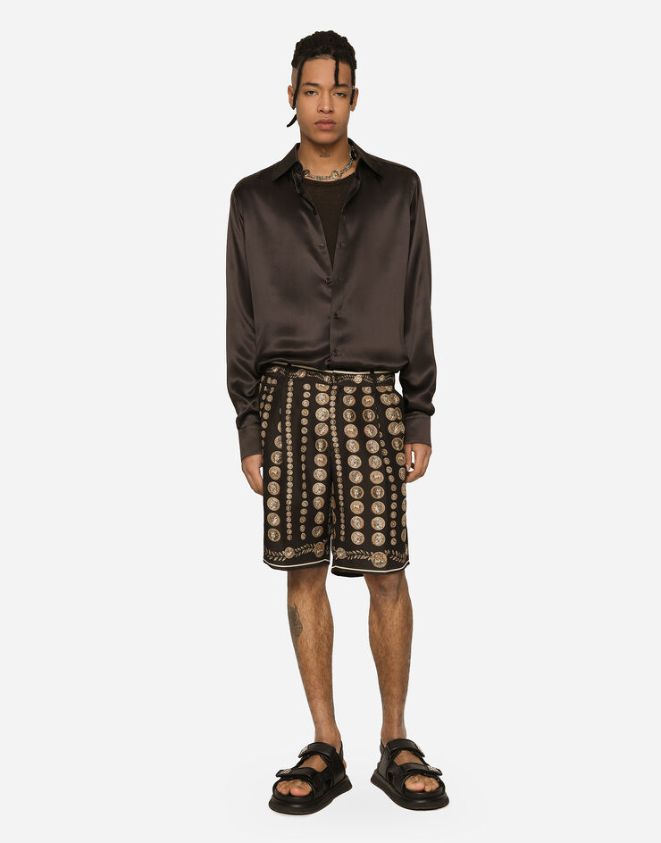 Dolce&Gabbana Coin print silk Bermuda shorts Brown GW0MATHI1LR