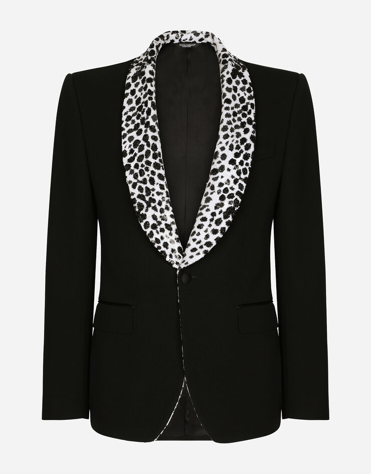 Dolce & Gabbana Single-breasted stretch wool Sicilia-fit tuxedo jacket Black G2RS1ZFUBE7