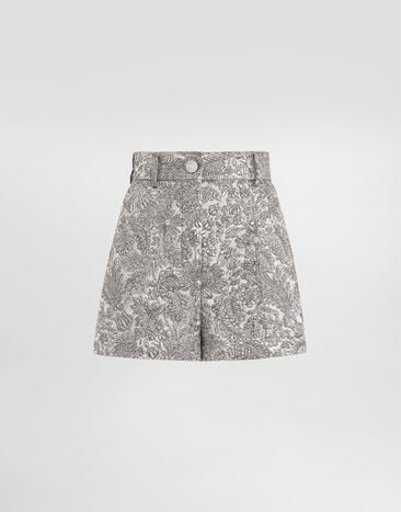 Dolce & Gabbana Lamé floral jacquard bermuda Silver FTC9GZFJZAL