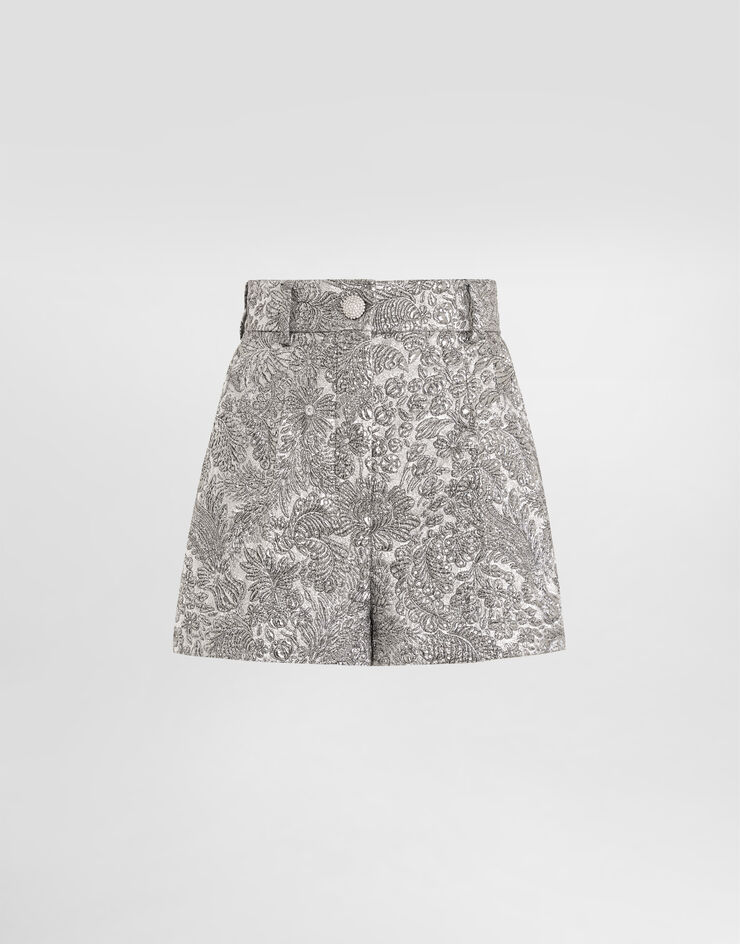 Dolce & Gabbana Lamé floral jacquard bermuda Silver FTC9GZFJZAL