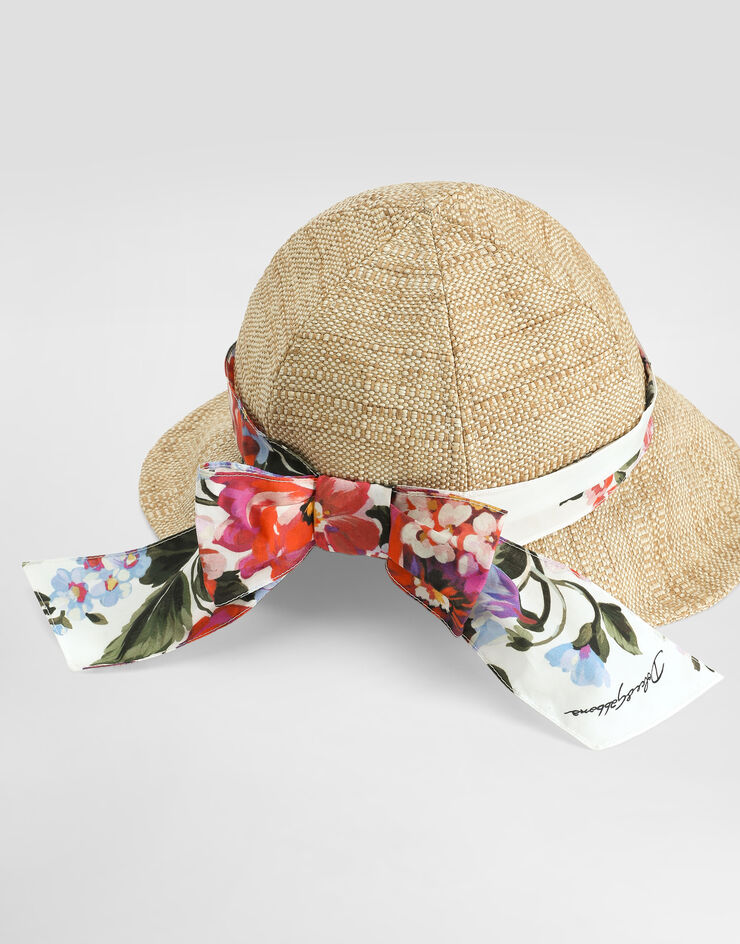 Dolce & Gabbana Шляпа из рафии с лентой в цветочном принте Multicolor LB5H67G7PWE