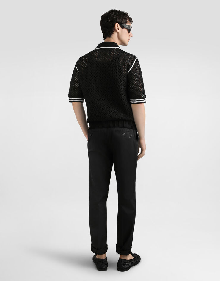 Dolce & Gabbana Poloshirt aus Baumwolle in Häkeloptik Mehrfarbig GXZ94ZJBCHE