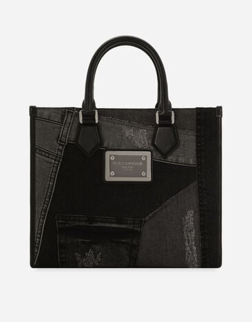 Dolce & Gabbana Маленькая сумка-шоппер из денима в технике пэчворк Отпечатки BM2274AQ061