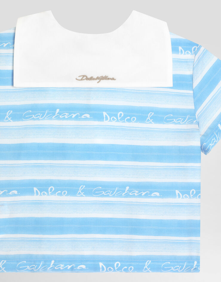 Dolce & Gabbana Camisa de popelina con estampado a rayas Blue L14S28HS5SS