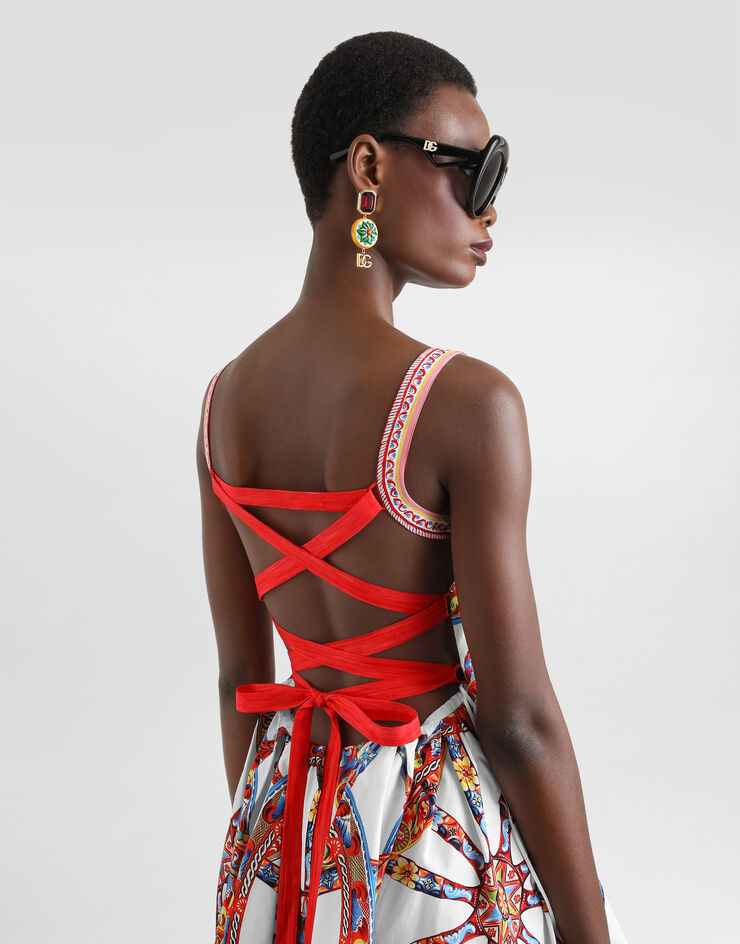 Dolce & Gabbana Carretto-print poplin midi dress Multicolor F615WTGDDTE
