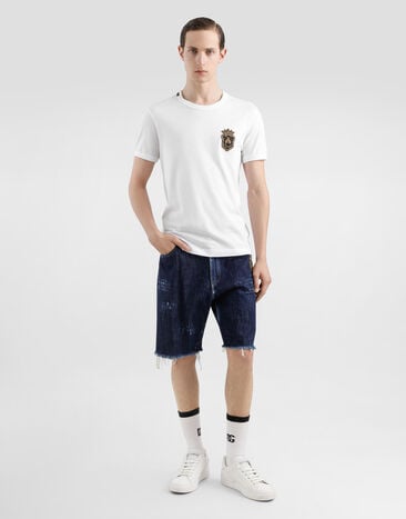 Dolce & Gabbana Camiseta de algodón con parche heráldico Blanco G8PV1ZG7O4C