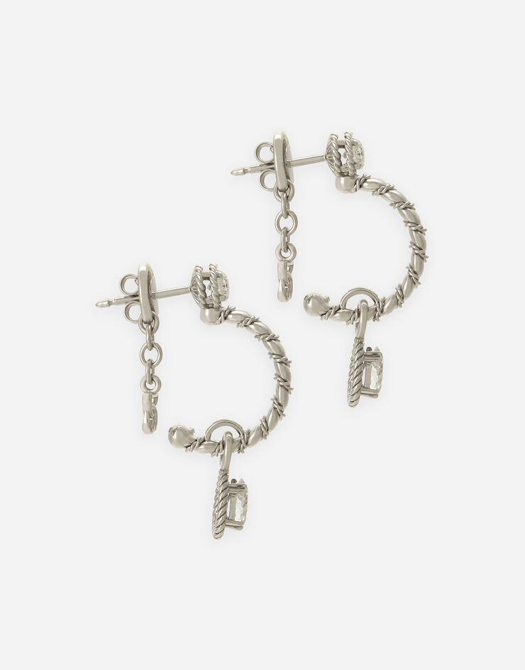 Dolce & Gabbana Boucles d’oreilles Easy Diamond en or blanc 18 ct avec diamants Blanc WEQD3GWDIA1