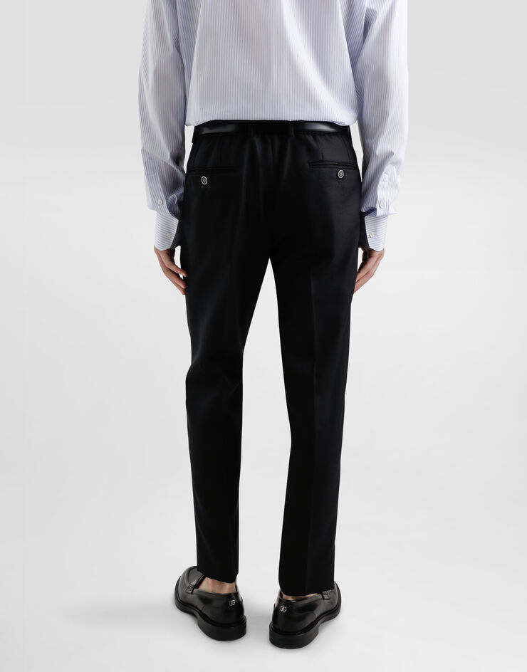 Dolce & Gabbana Hose aus Wolle mit doppelter Bundfalte Schwarz GV4EETFM2GU