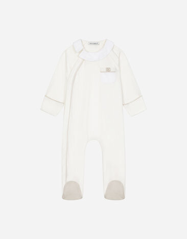 Dolce & Gabbana Polka-dot interlock and jacquard onesie with DG logo Azure L11O96G7O1Y
