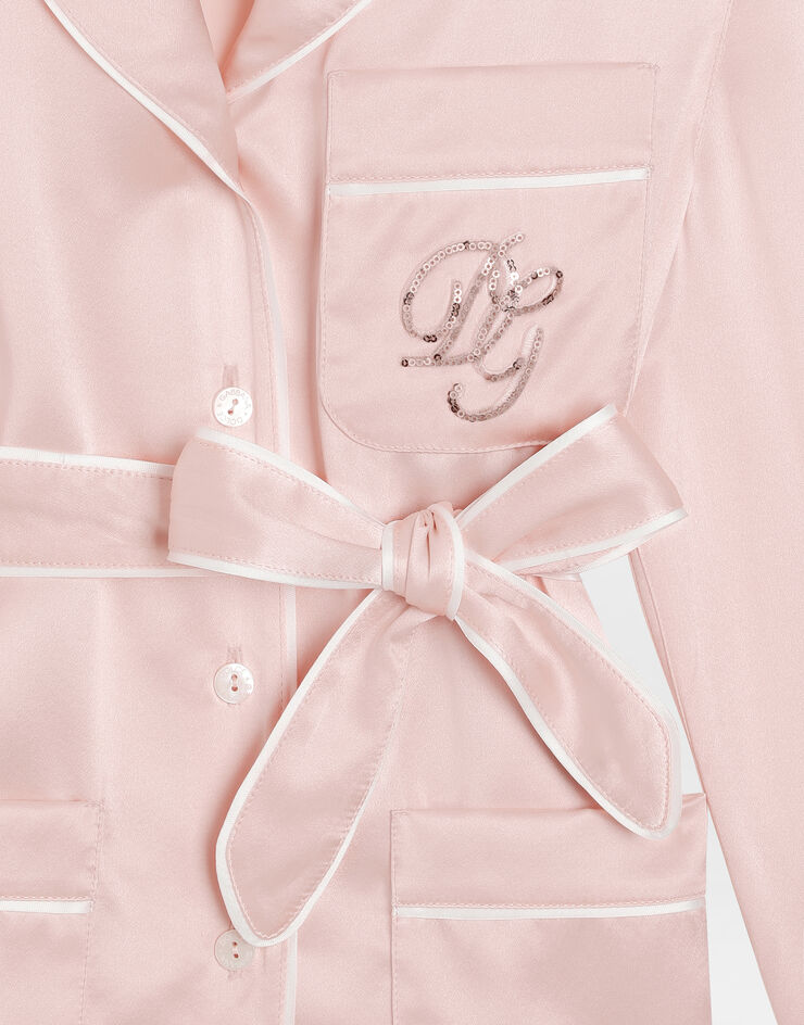 Dolce & Gabbana Camicia vanity in raso di seta Rosa L56S22FU1AU