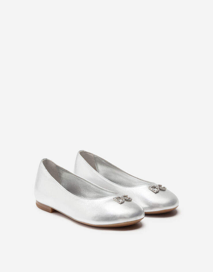 Dolce & Gabbana Foiled nappa leather ballet flats Silver D10510A6C66