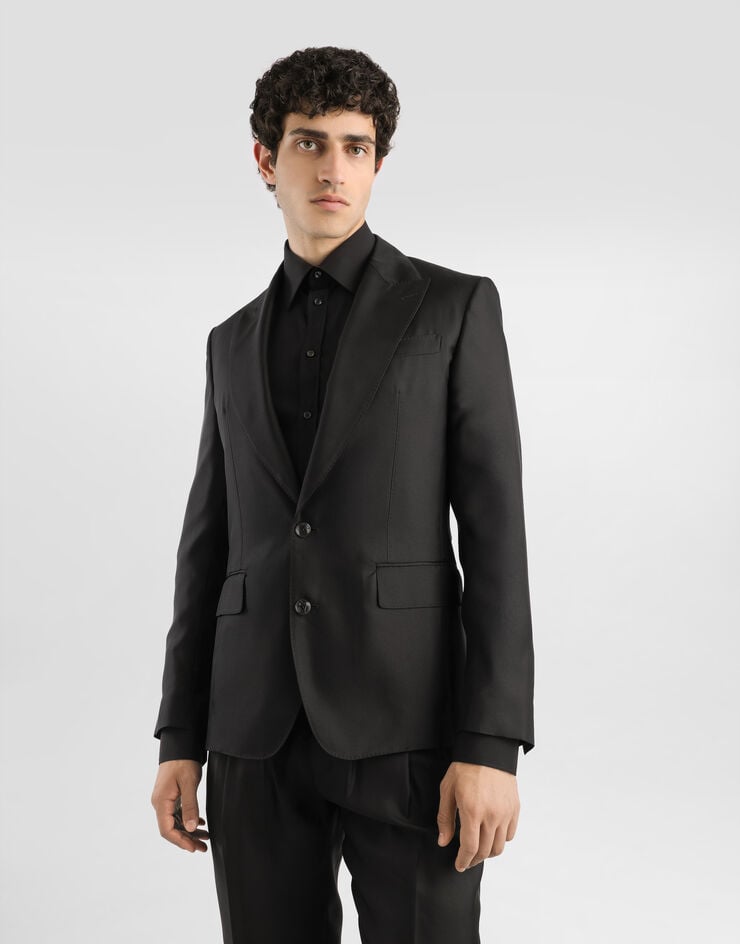 Dolce & Gabbana Giacca monopetto sicilia light in twill di seta Nero G2UQ8TFU10S