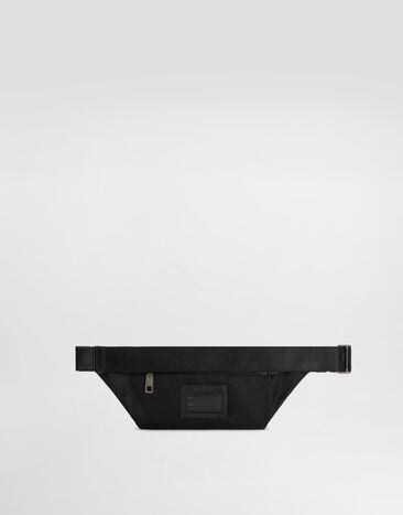 Dolce & Gabbana Small nylon belt bag with rubberized logo Black BM2218AG182