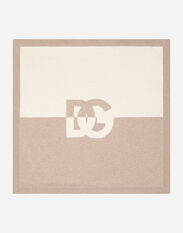 Dolce & Gabbana Plain-knit cotton blanket with DG logo Pink LNJA88G7EY9