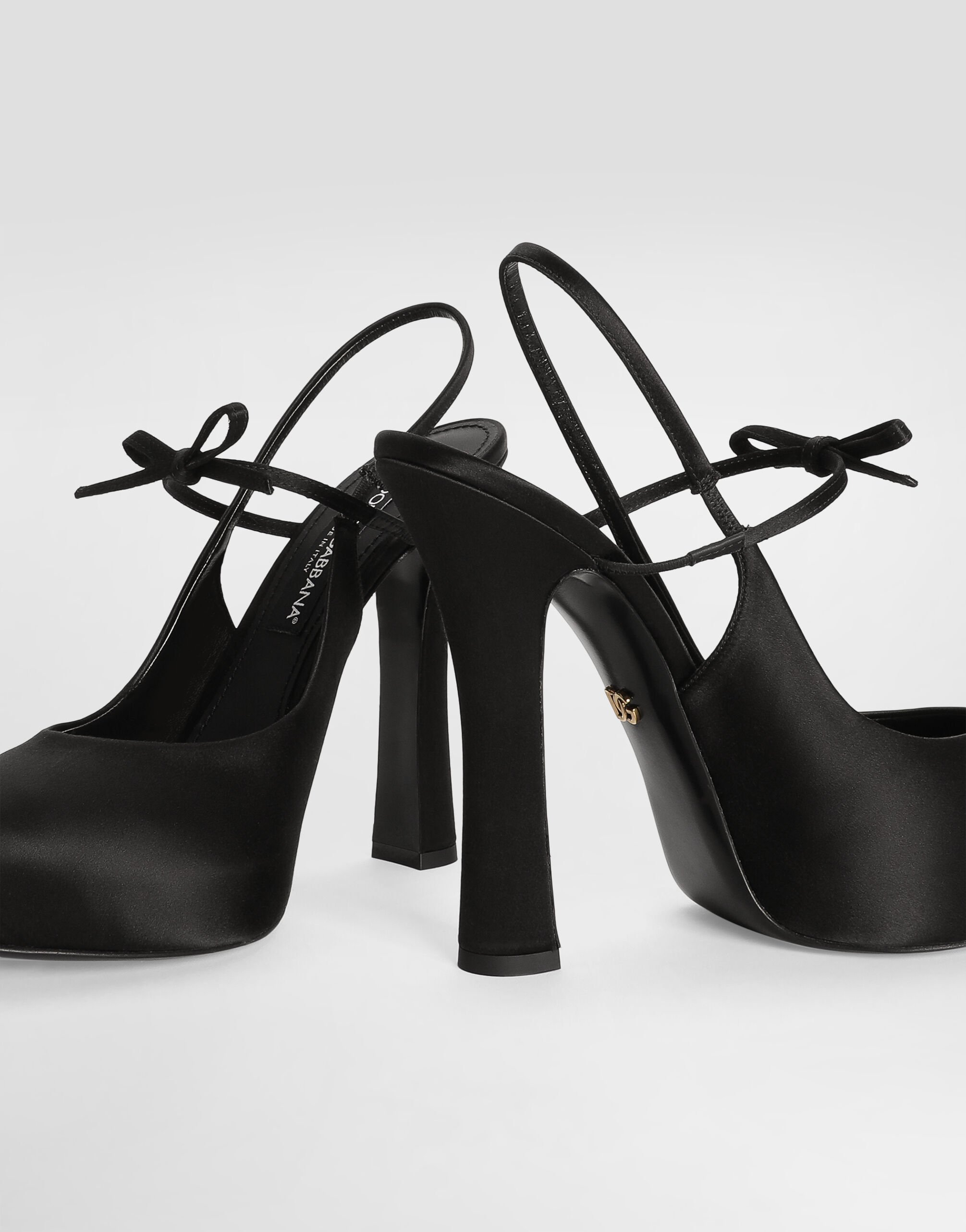 【Dolce＆Gabbana】 サテンスリングバックパンプス ブラック Blackのウィメンズ サテン スリングバックパンプス | Dolce&Gabbana®