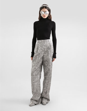 Dolce & Gabbana Lamé floral jacquard trousers Silver FTC9BZFJZAL