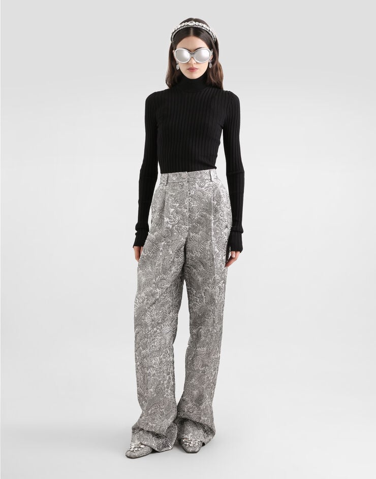 Dolce & Gabbana Lamé floral jacquard trousers Dolce & Gabbana Lamé floral jacquard trousers Silver FTC9BZFJZAL
