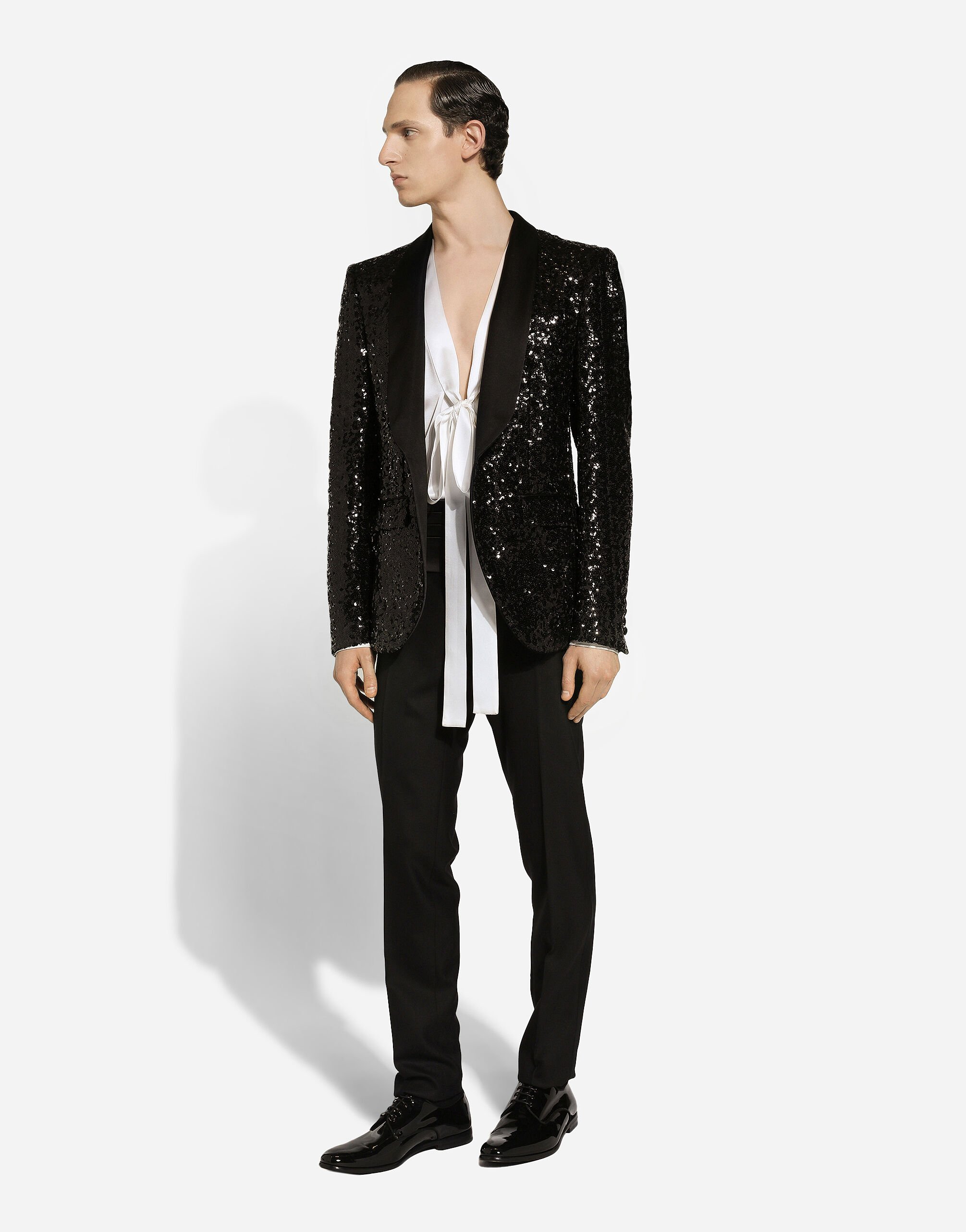 Silk shirt with pussy-bow detail in White for Men