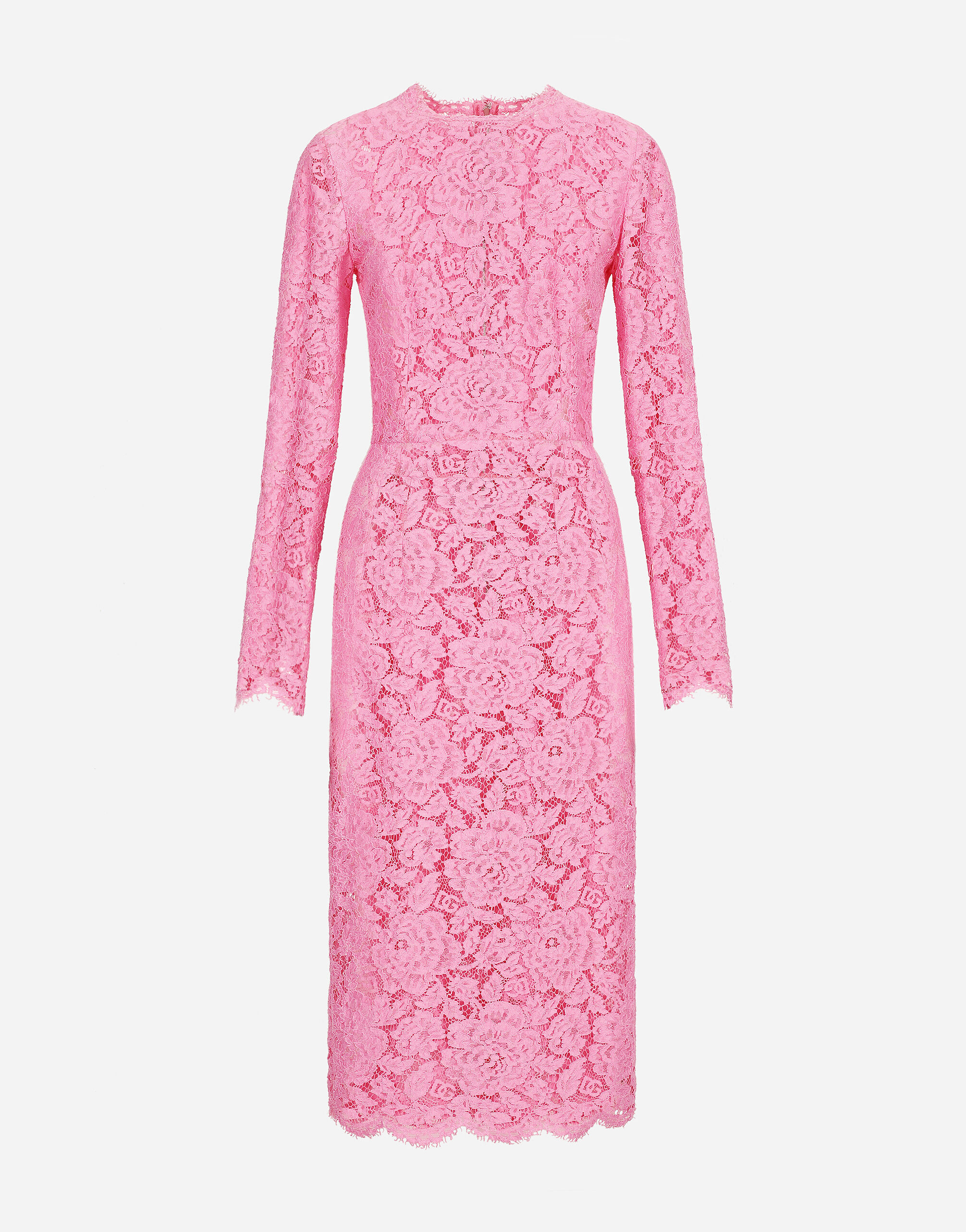 Dolce & Gabbana Branded floral cordonetto lace sheath dress Pink F6DIHTFURAG