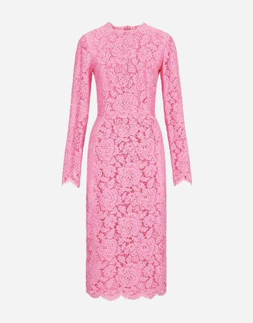 Dolce & Gabbana Branded floral cordonetto lace sheath dress Pink F26X8TFMMHN