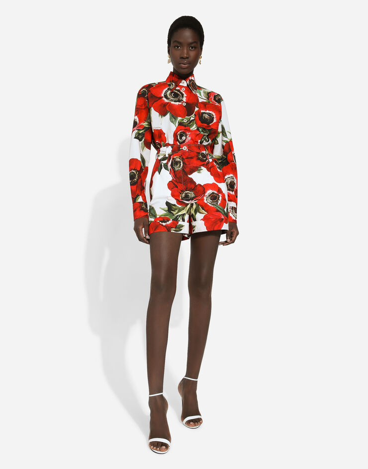 Dolce & Gabbana Shorts de popelina con estampado de anémonas Estampado FTC3HTHS5Q0