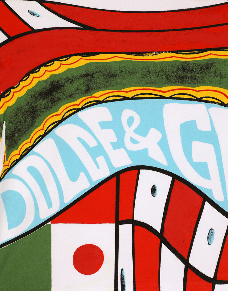 Dolce&Gabbana Cropped Carretto-print jersey T-shirt Multicolor F8S21TGDBUE