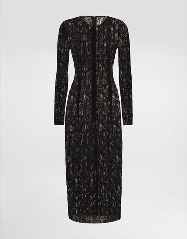 Dolce & Gabbana Calf-length floral lace dress Print F6IAPTFSUBV