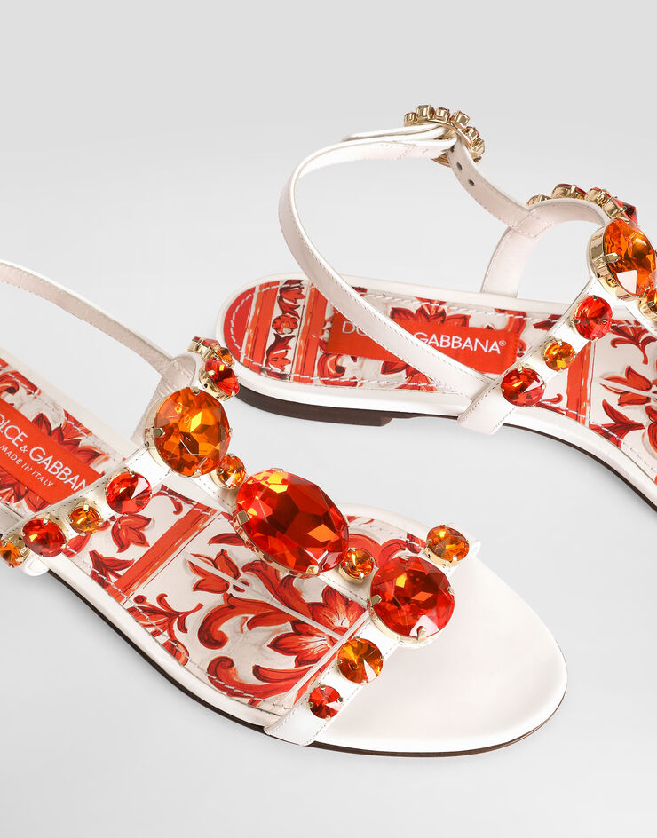 Dolce & Gabbana Patent leather sandals with embroidery Multicolor CQ0601AT848