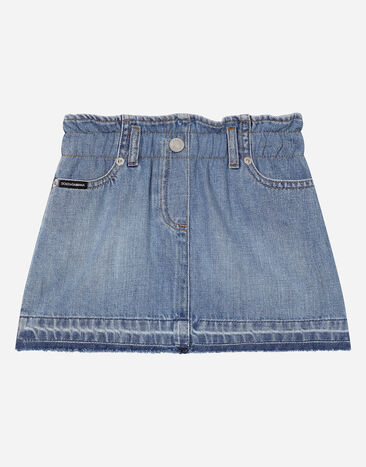 Dolce & Gabbana 4-pocket denim skirt with branded tag Print LB4H48G7E1J