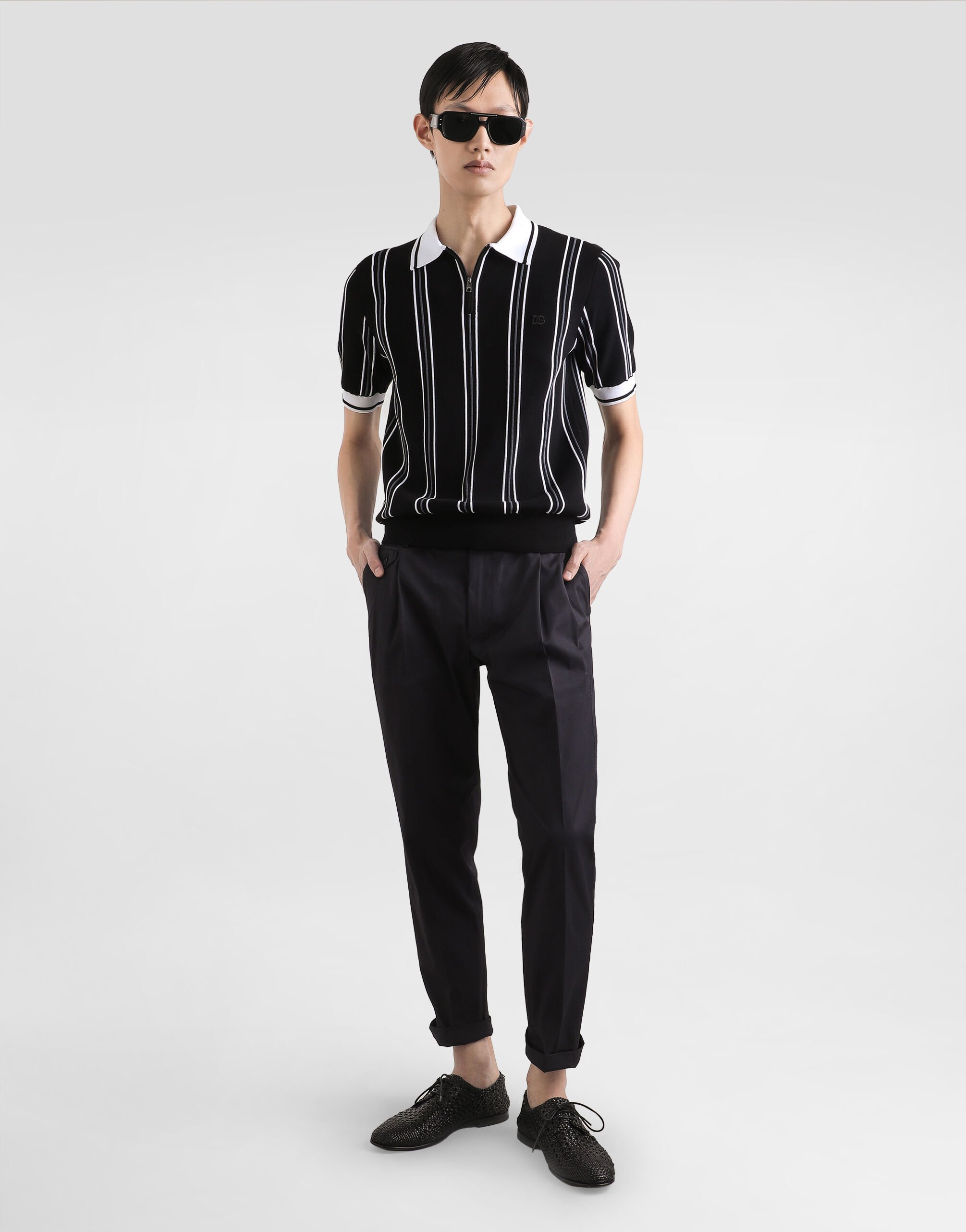 ドルチェアンドガッバーナ ニット ポロシャツ バイカラー マルチカラーのメンズ コットンニット ポロシャツ | Dolce&Gabbana®