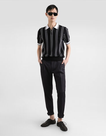Dolce & Gabbana Cotton knit polo shirt with inlay Multicolor GXZ92ZJBCHD