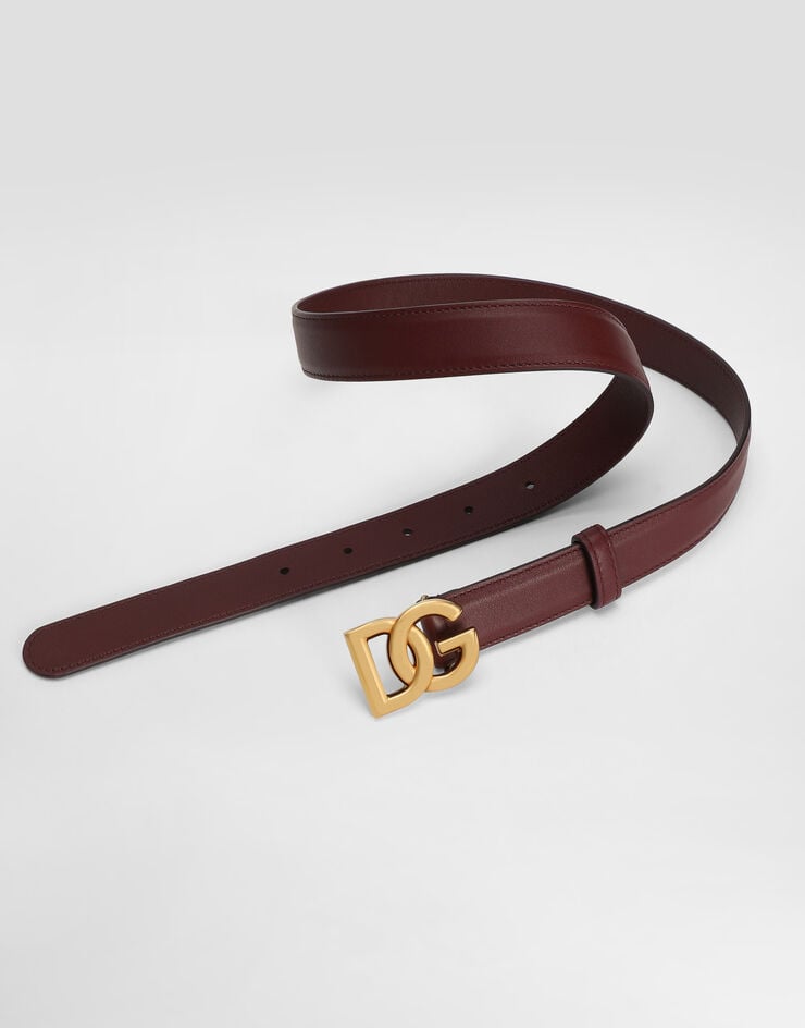 Dolce & Gabbana Calfskin belt with DG logo Dolce & Gabbana Calfskin belt with DG logo Bordeaux BE1447AK274