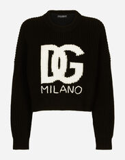 Dolce & Gabbana Cropped fisherman’s rib sweater with DG logo Black FXF72TJCMY0