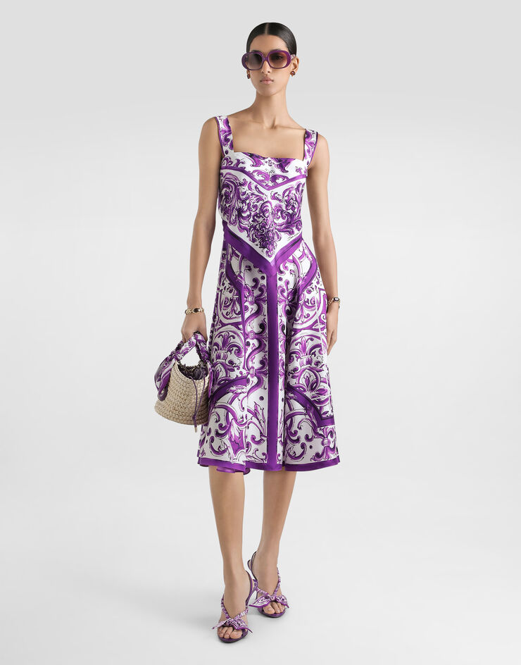 Dolce & Gabbana Majolica-print silk twill dress Multicolor F6TZBTHI1T1