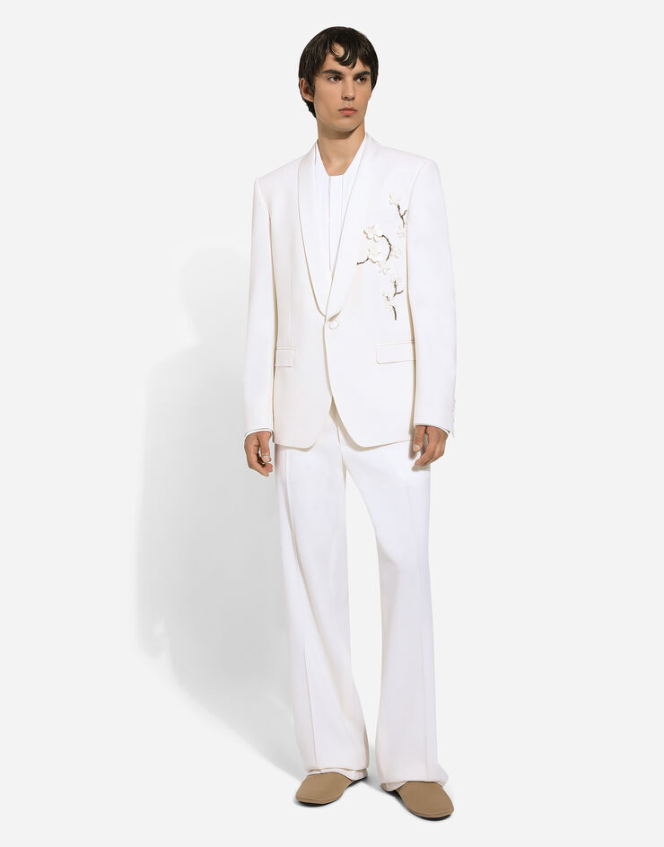 Dolce & Gabbana Einreihige Jacke Martini mit Stickerei White G2RU1ZGH908