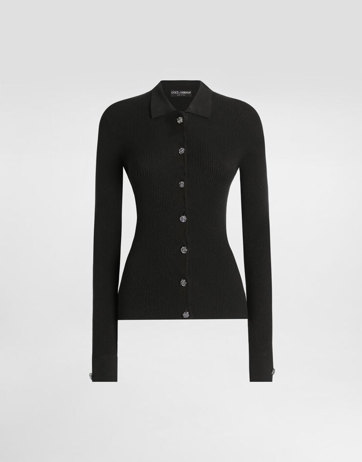 Dolce & Gabbana Gerippter Cardigan Schwarz FXVCPZJFMHG