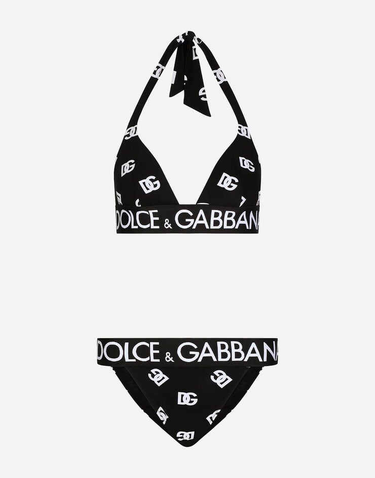 Dolce & Gabbana Triangle bikini with all-over DG logo print Multicolor O8B67JFSG1W