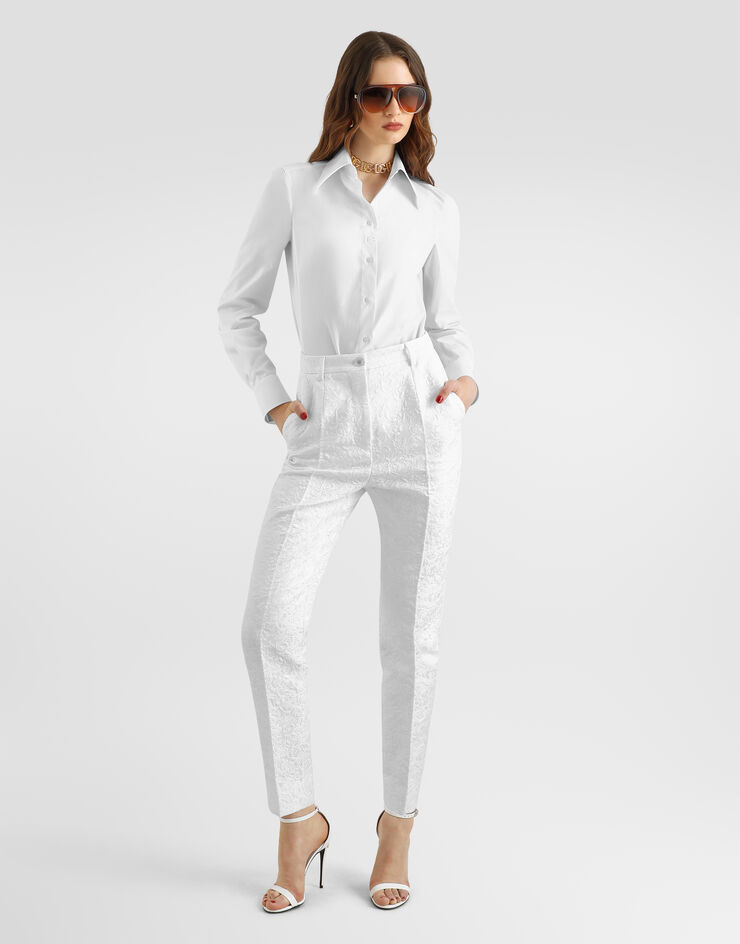 Dolce & Gabbana Camisa en popelina White F5T78ZFUEFM