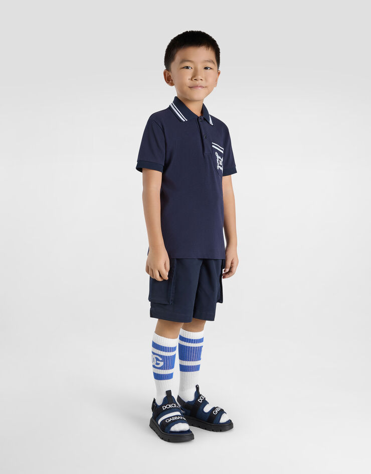 Dolce & Gabbana Polo in piquet con logo DG Blu L4JTIIG7O0B