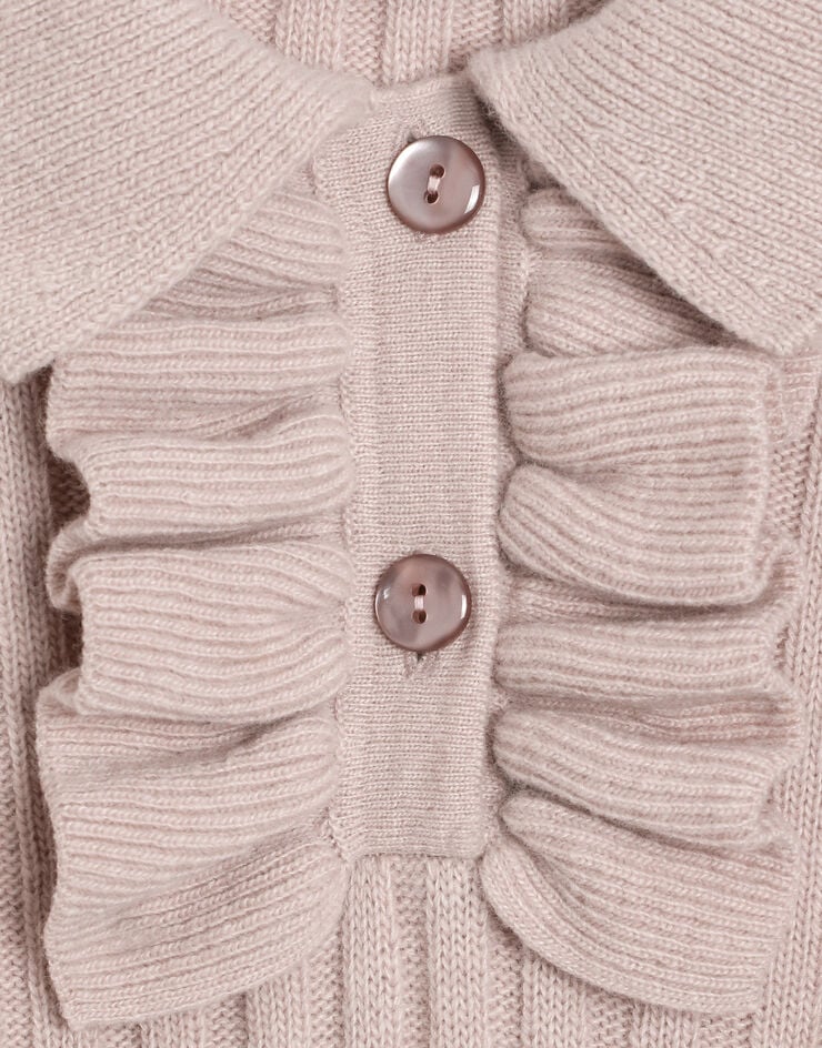 Dolce & Gabbana Ribbed wool polo with ruffles Pink L5KWMGJDVCW