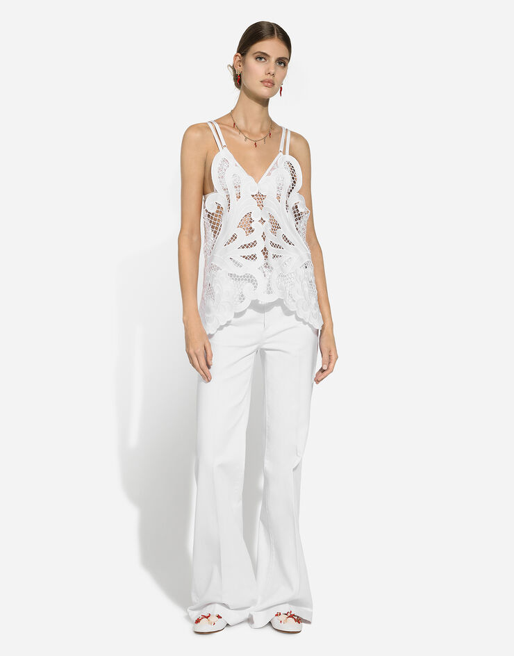 Dolce & Gabbana Top de algodón con bordado cut-out Blanco F7AB6ZGDCJ8