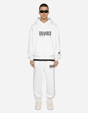 Dolce & Gabbana Jersey hoodie with DGVIB3 print White O9C38JONP12