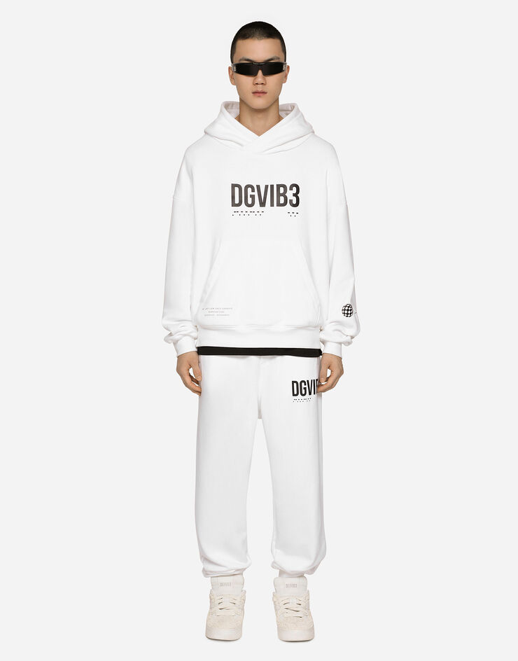 Dolce & Gabbana Jersey hoodie with DGVIB3 print White G9AKPTG7K3G