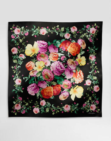Dolce & Gabbana Tuch aus Seidentwill Pfingstrosenprint 90 x 90 Drucken FN090RGDCWX
